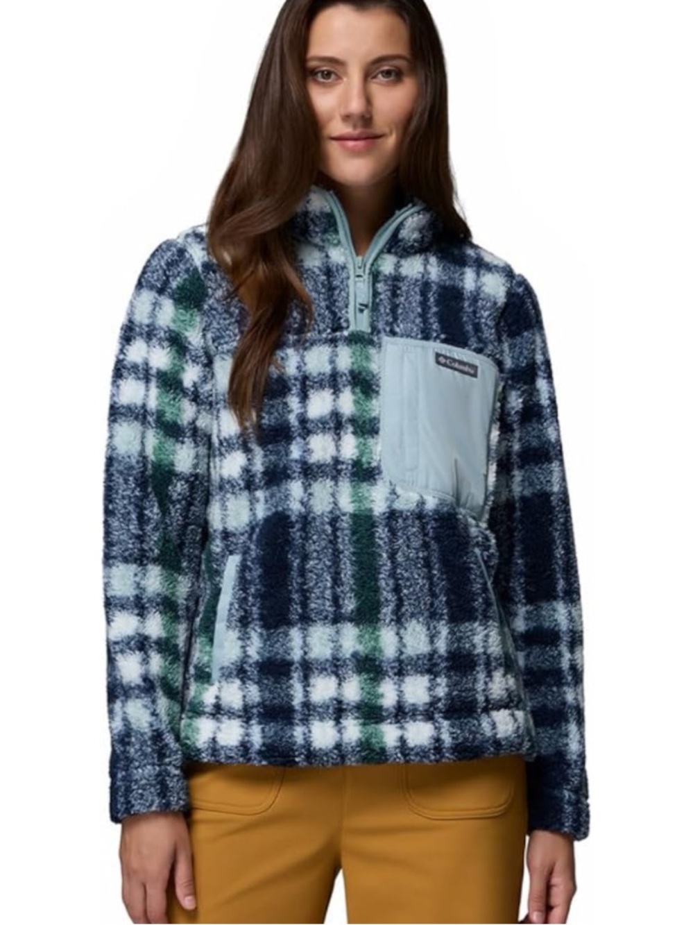 💙Columbia So Soft West Bend 1/4 Zip Fleece Pullover Plaid Jacket💙 ~medium 🆕